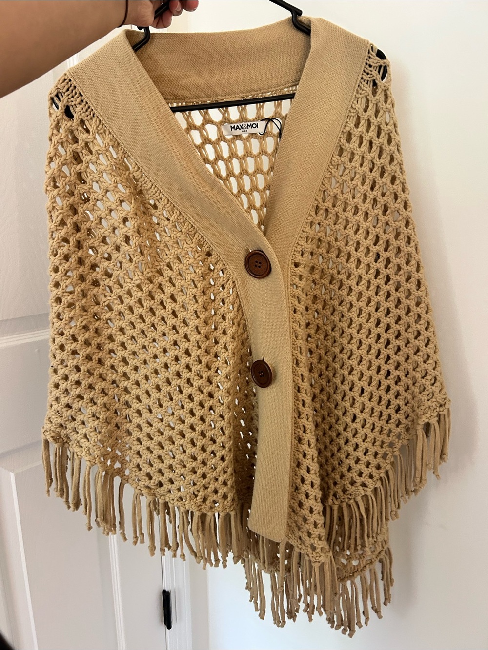 Max & Moi Crochet Fringe Poncho/Cardigan